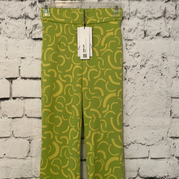 NWT Zara green knit retro vibes pants with slit at bottom - Picture 6 of 9